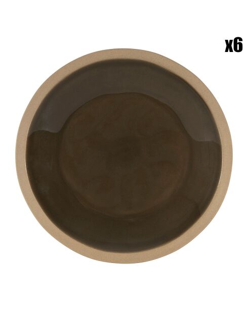 6 Dessertteller aus khakifarbener Jade, D.21,5 cm