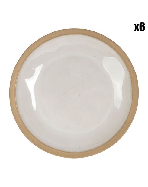 6 weiße Speiseteller aus Jade - D.28 cm