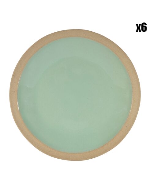 6 Assiettes plates Jade vert d'eau  -  D.28 cm