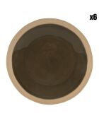 6 Speiseteller, Jadefarben, Khaki, D.28 cm