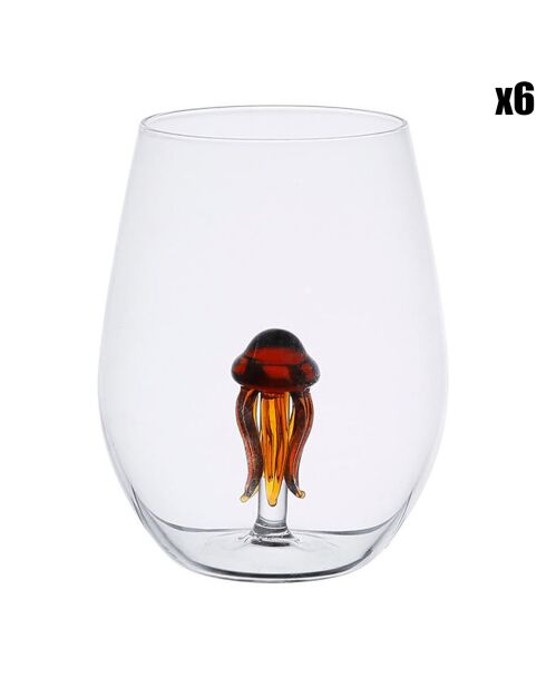 6 Gobelets Poulpe Océan ambre  - 50cl