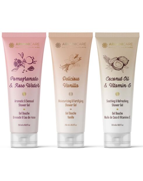 Arganicare Trio Gel Douche Grenade + Coco + Vanille