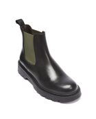 Chelsea Boots en Cuir Inès noir/kaki