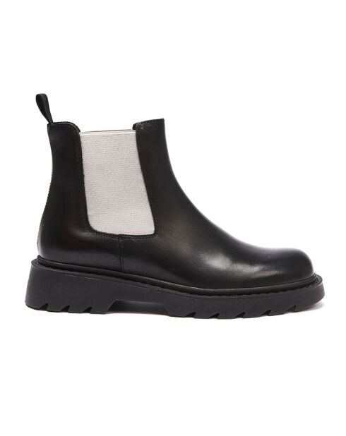 Chelsea Boots en Cuir Inès noir/blanc