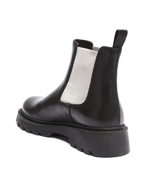 Chelsea Boots en Cuir Inès noir/blanc