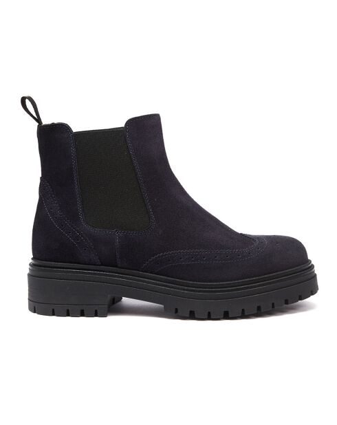 Chelsea Boots en Velours de cuir Pauline bleu marine