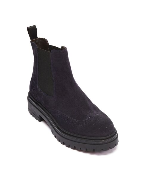 Chelsea Boots en Velours de cuir Pauline bleu marine