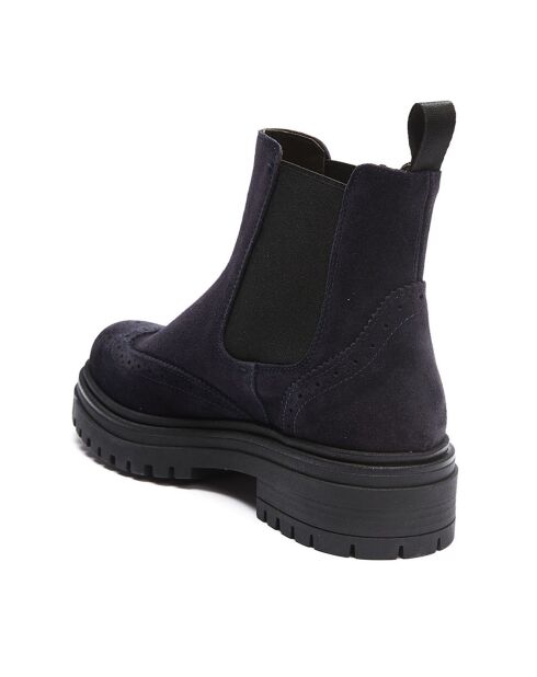 Stivali Chelsea Pauline in pelle di velluto blu marino