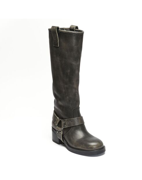 Bottes en Cuir Victoire noires - Talon 5.5 cm