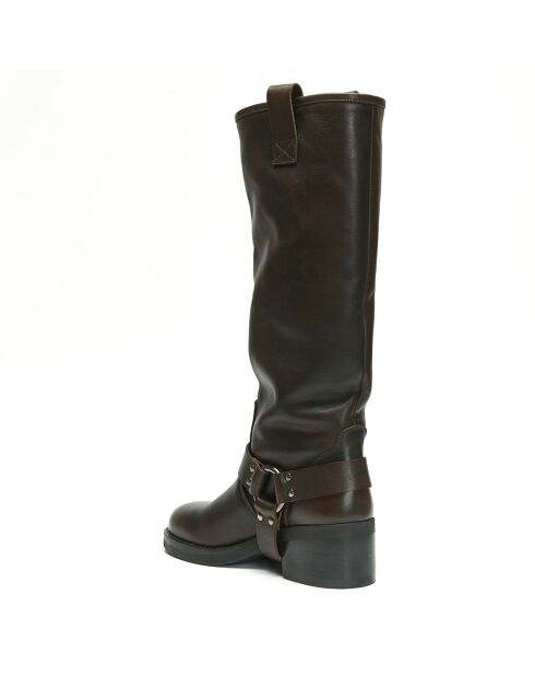 Bottes en Cuir Victoire marron - Talon 5.5 cm