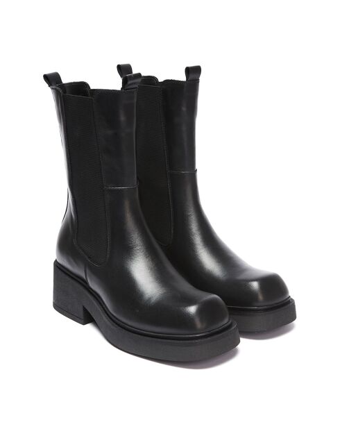 Chelsea Boots en Cuir Hortense noires - Talon 5.5 cm