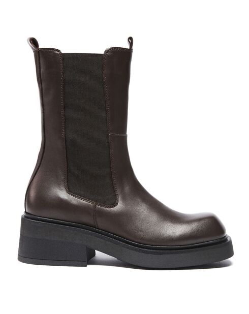 Chelsea Boots en Cuir Hortense marron - Talon 5.5 cm