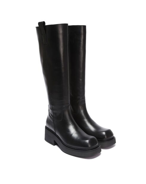 Bottes en Cuir Augustine noires - Talon 5.5 cm