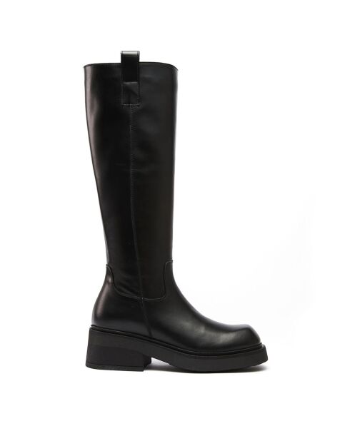 Bottes en Cuir Augustine noires - Talon 5.5 cm