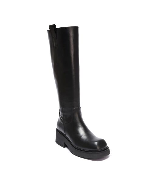 Bottes en Cuir Augustine noires - Talon 5.5 cm