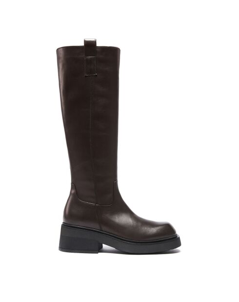 Bottes en Cuir Augustine marron - Talon 5.5 cm