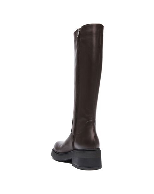 Bottes en Cuir Augustine marron - Talon 5.5 cm