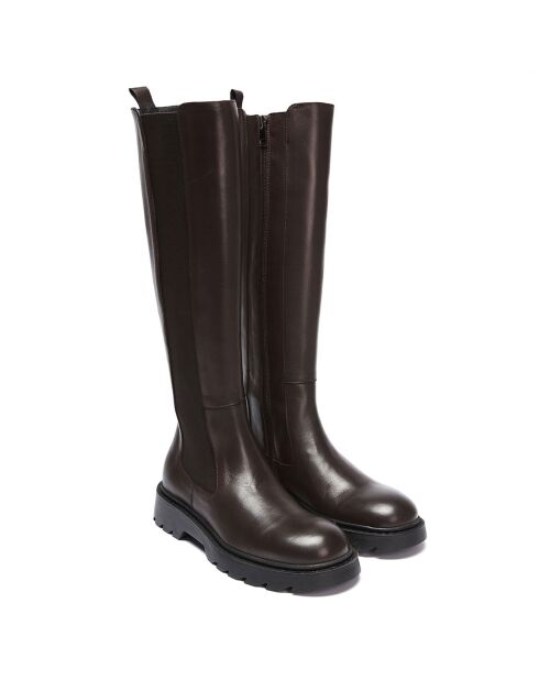 Bottes en Cuir Clémence marron