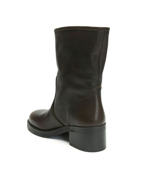 Bottines en Cuir Tess marron - Talon 5.5 cm