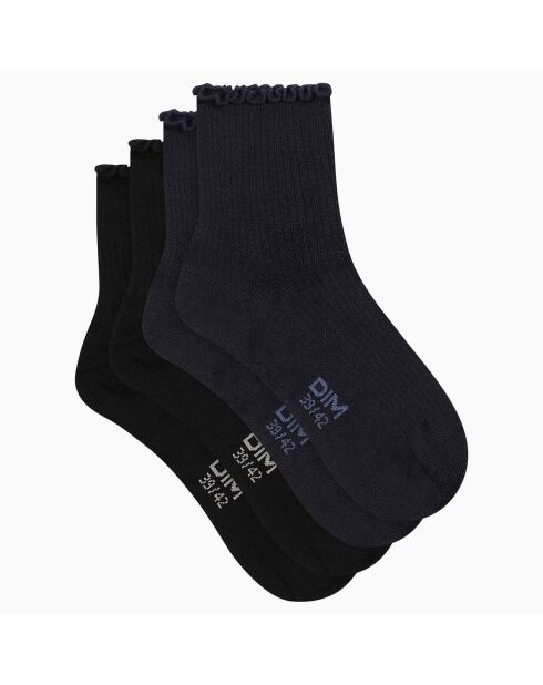 4 Paires de chaussettes Modal crème/sauge/noir/marine