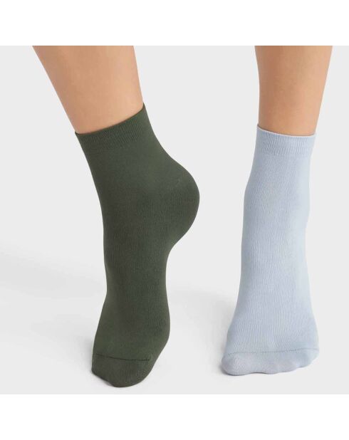 2 Paires de chaussettes Skin vert empire/bleu fumée