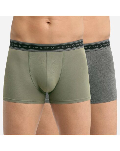 2 Boxers Green Bio charbon chiné/vert terre