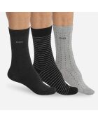 3 Paires de chaussettes Coton Style noir/anthracite chiné/gris clair chiné