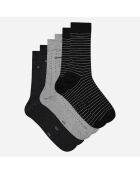 3 Paires de chaussettes Coton Style noir/anthracite chiné/gris clair chiné