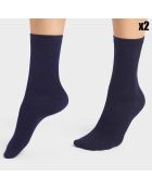 2 Paires de chaussettes Bambou bleu marine