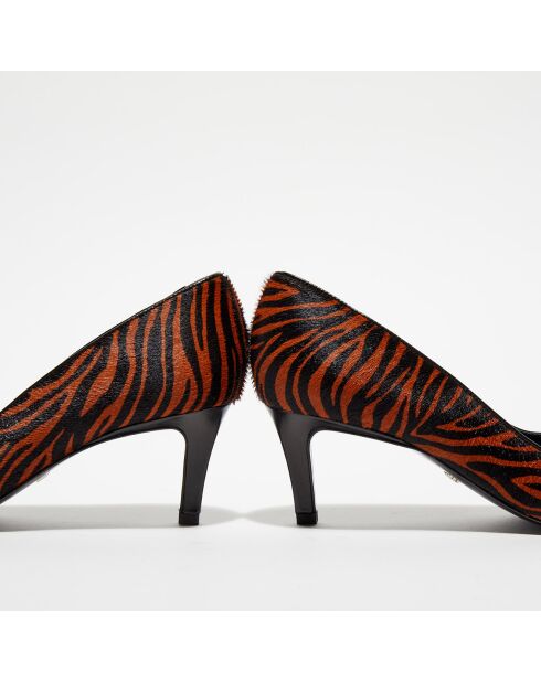 Escarpins en Cuir façon poulain Itlys zébré tangerine