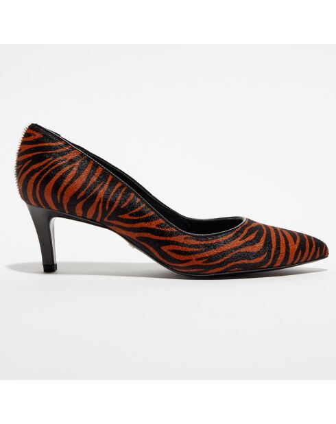 Escarpins en Cuir façon poulain Itlys zébré tangerine