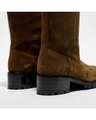 Bottes en Velours de Cuir Jena kaki