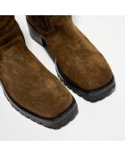 Bottes en Velours de Cuir Jena kaki