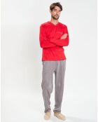 Pyjama en Coton Bio rouge/gris