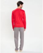 Pyjama en Coton Bio rouge/gris