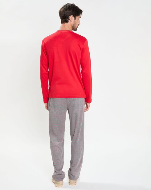 Pyjama en Coton Bio rouge/gris