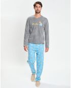 Pyjama en Coton Bio atlantic gris/bleu