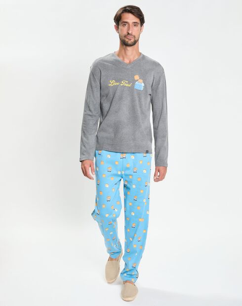 Pyjama en Coton Bio atlantic gris/bleu