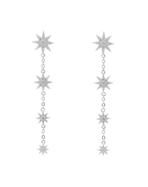 Boucles d'oreilles Quatre Etoiles en Argent & Zircone