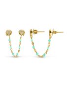 Boucles d'oreilles Coeur en Argent doré & Amazonite