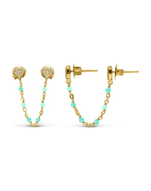 Boucles d'oreilles Coeur en Argent doré & Amazonite