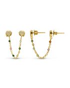 Boucles d'oreilles Coeur en Argent doré & Multi Tourmaline