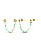 Boucles d'oreilles rondes en Argent doré & Amazonite