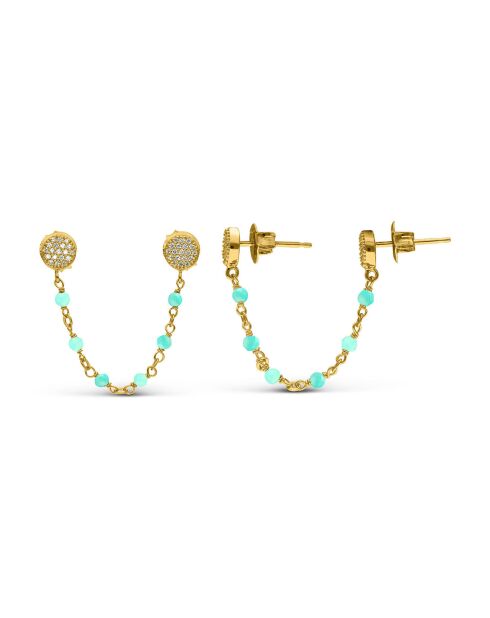 Boucles d'oreilles rondes en Argent doré & Amazonite