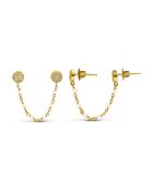 Boucles d'oreilles rondes en Argent doré & Opale rose