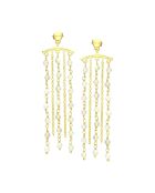 Boucles d'oreilles Multi-Chaînes en Argent doré & Pierre de Lune