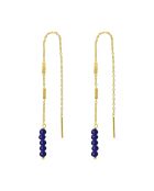 Boucles d'oreilles fil en Argent doré & Lapis