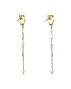 Boucles d'oreilles Barrettes en Argent doré & Perle Naturelle blanche