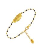 Bracelet Plume en Argent doré & Onyx noir