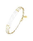 Bracelet Triple Chaîne en Argent doré & Pierre de Lune